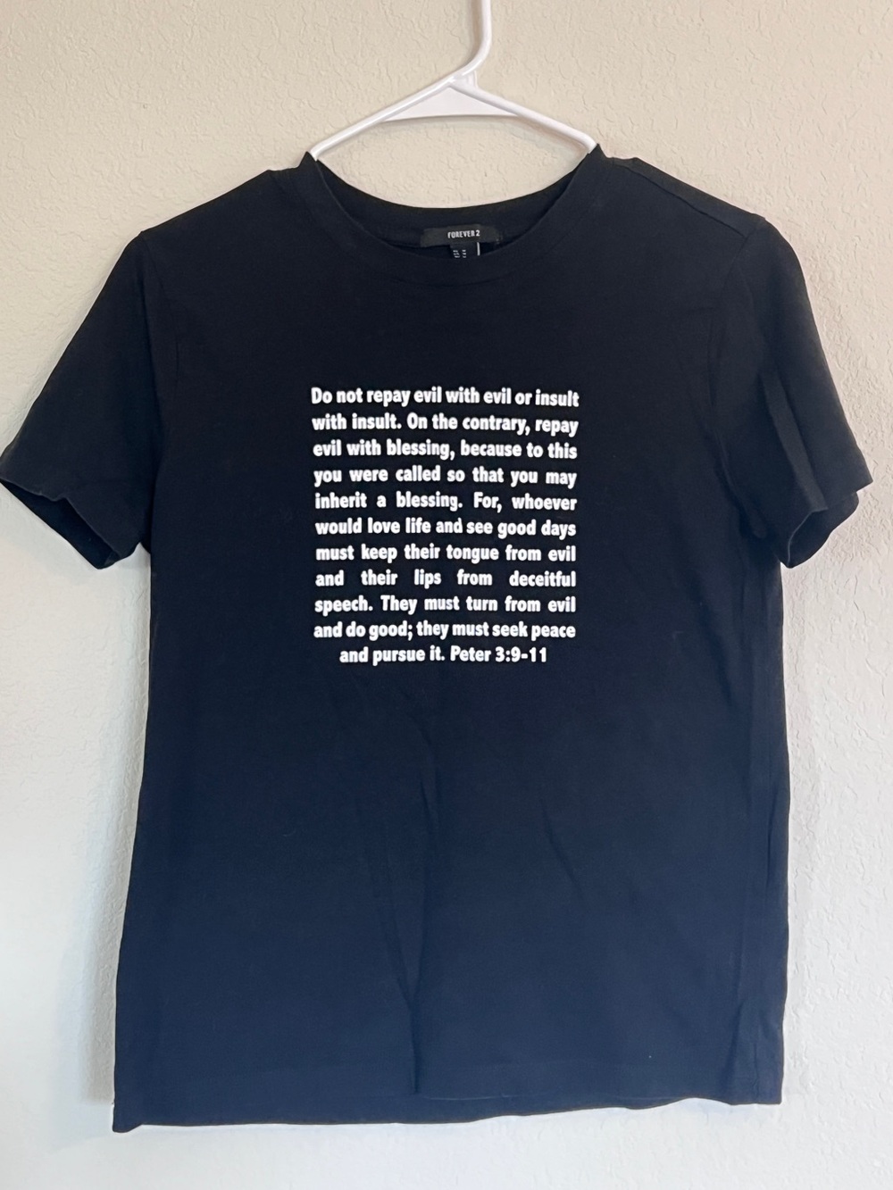 Religious Bible Verse Peter 3: 9-11 Black Graphic Tee Jesus God